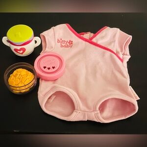 Bitty Baby Retired weighted Sippy cup Pink Romper baby carrots American Girl
